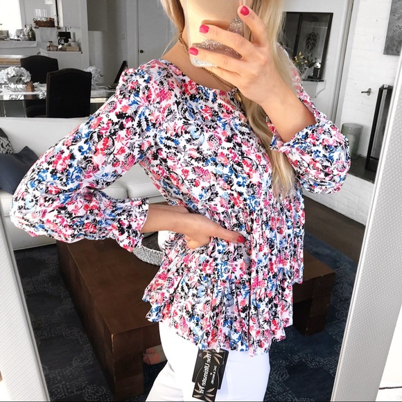 🦋🌸 JANE AND DELANCEY PINK BLACK FLORAL BLOUSE! - Picture 7 of 14